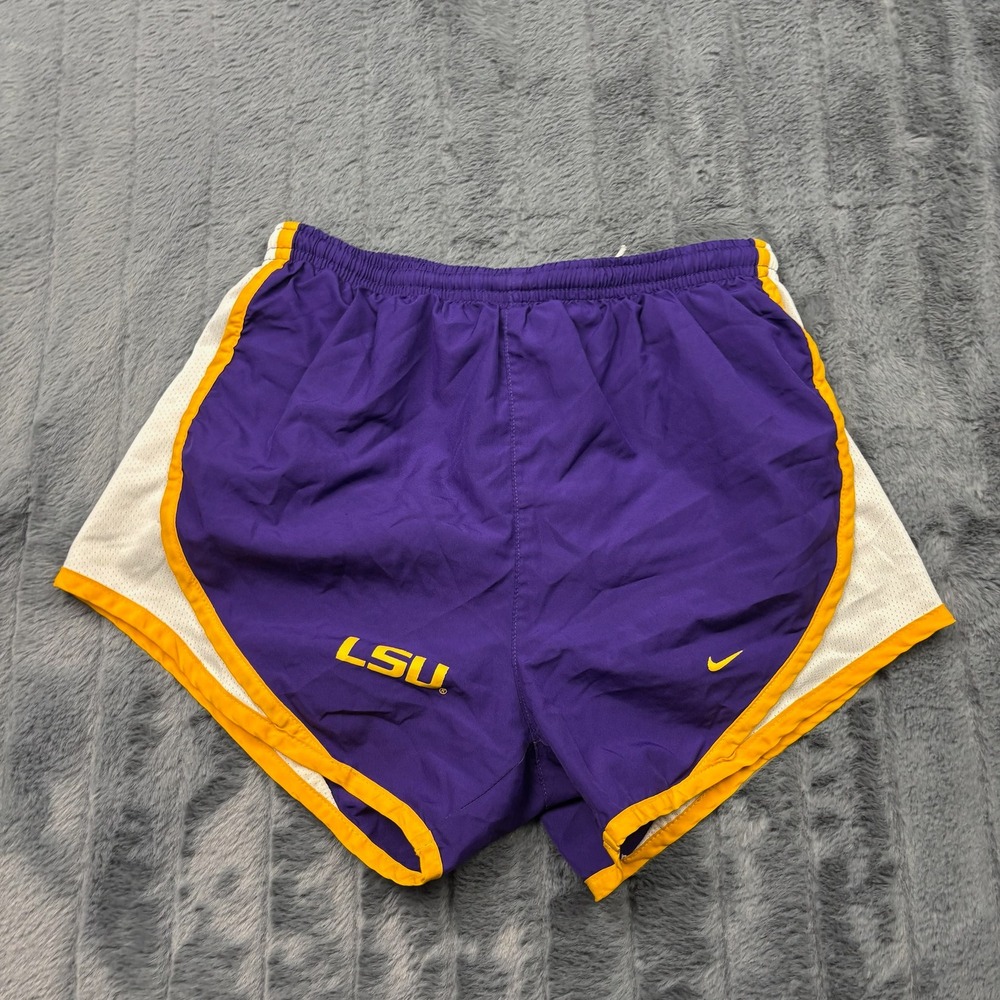 Nike Team LSU Tigers Purple White Running Shorts Womens XS Collegiate Athletic